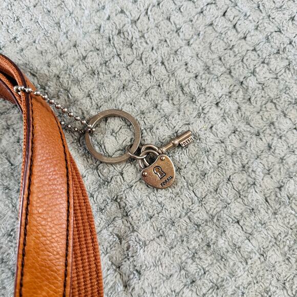 VINTAGE FOSSIL KEY PER JADE GREEN COATED CANVAS LEATHER TOTE BAG & WALLET - Picture 3 of 6